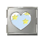 Happy Stars in a Cloud Mega Link Heart Italian Charm (18mm)