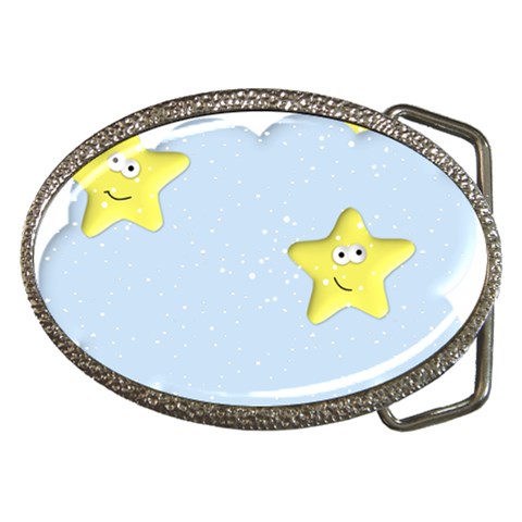 Happy Stars in a Cloud Belt Buckle from ArtsNow.com Front