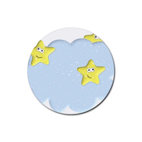 Happy Stars in a Cloud Rubber Coaster (Round) from ArtsNow.com Front