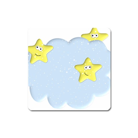 Happy Stars in a Cloud Magnet (Square) from ArtsNow.com Front