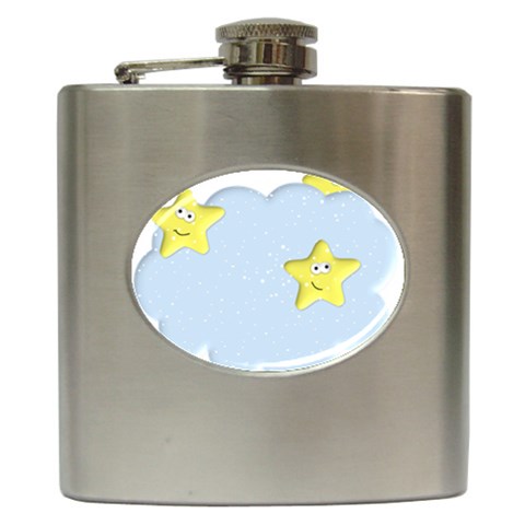 Happy Stars in a Cloud Hip Flask (6 oz) from ArtsNow.com Front