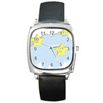 Happy Stars in a Cloud Square Metal Watch