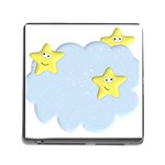 Happy Stars in a Cloud Memory Card Reader with Storage (Square)