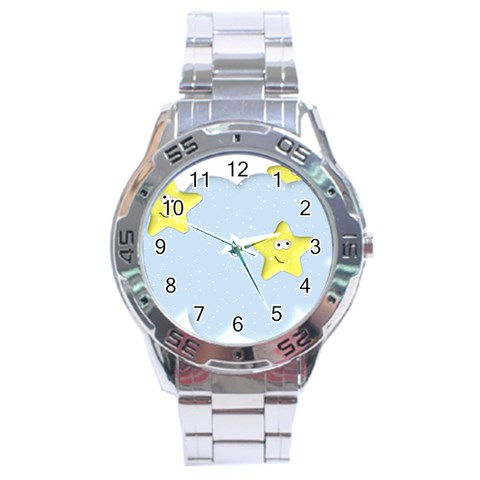 Happy Stars in a Cloud Stainless Steel Analogue Men’s Watch from ArtsNow.com Front