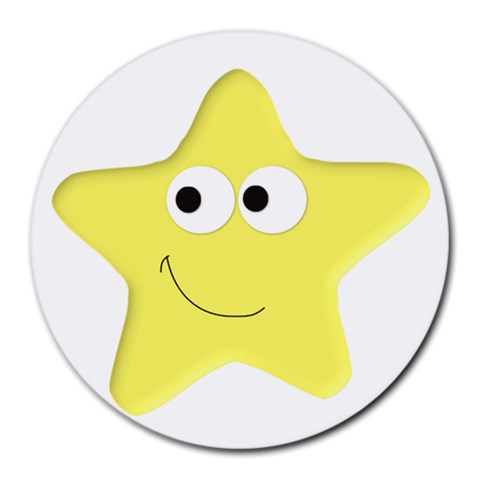 Happy Star Round Mousepad from ArtsNow.com Front