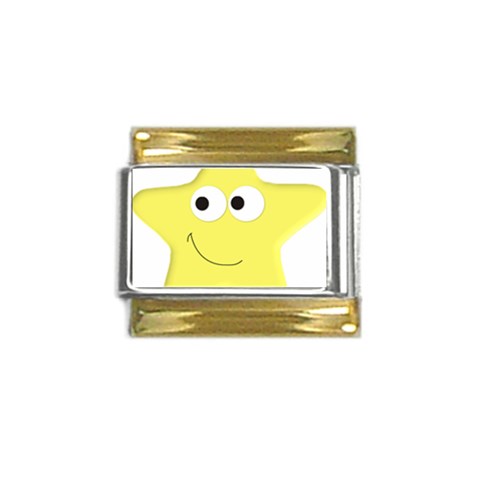 Happy Star Gold Trim Italian Charm (9mm) from ArtsNow.com Front