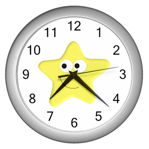 Happy Star Wall Clock (Silver) from ArtsNow.com Front