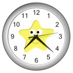 Happy Star Wall Clock (Silver)