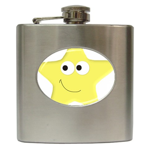 Happy Star Hip Flask (6 oz) from ArtsNow.com Front