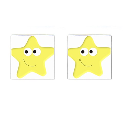 Happy Star Cufflinks (Square) from ArtsNow.com Front(Pair)