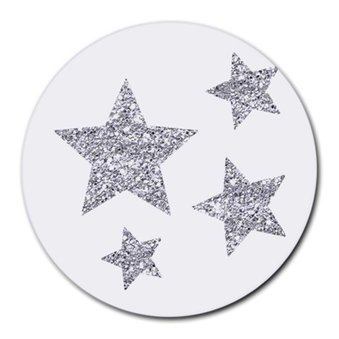 Silver Stars Round Mousepad from ArtsNow.com Front