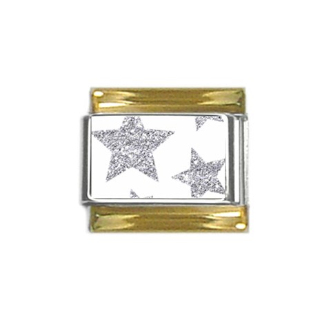 Silver Stars Gold Trim Italian Charm (9mm) from ArtsNow.com Front