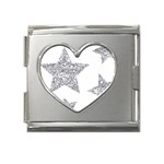 Silver Stars Mega Link Heart Italian Charm (18mm)