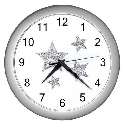 Silver Stars Wall Clock (Silver) from ArtsNow.com Front