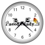 I Need Halloween Candy Wall Clock (Silver)