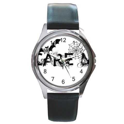 Scare Me Halloween Round Metal Watch from ArtsNow.com Front