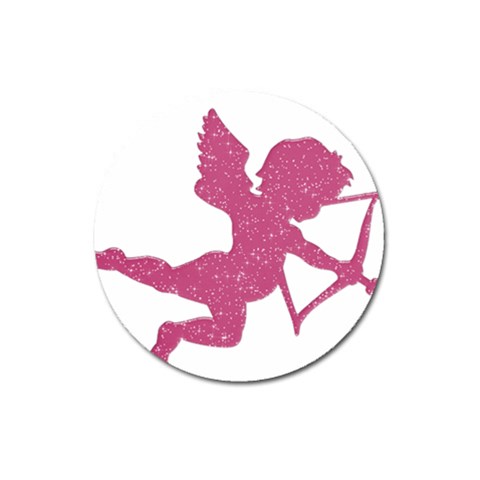 Pink Love Cupid Magnet 3  (Round) from ArtsNow.com Front