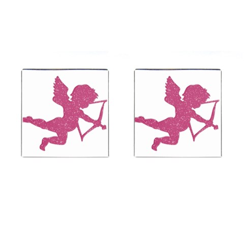 Pink Love Cupid Cufflinks (Square) from ArtsNow.com Front(Pair)