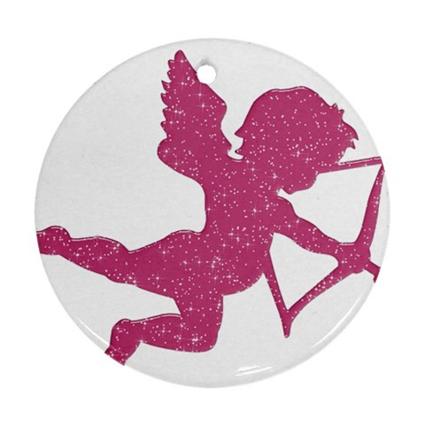 Pink Love Cupid Round Ornament (Two Sides) from ArtsNow.com Back