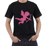 Pink Love Cupid Black T-Shirt