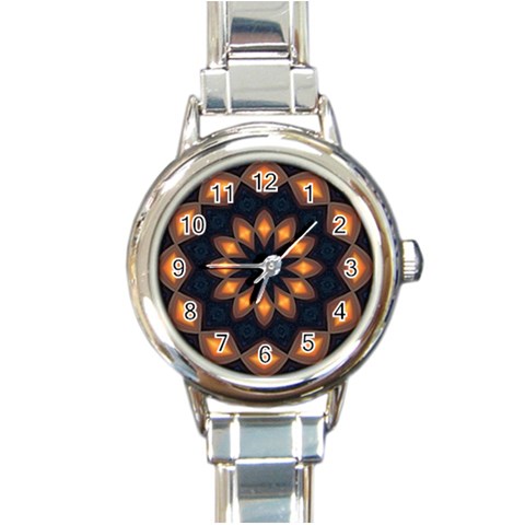 Warm Glow at Night Round Italian Charm Watch from ArtsNow.com Front