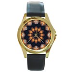 Warm Glow at Night Round Gold Metal Watch