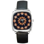 Warm Glow at Night Square Metal Watch