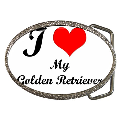 I Love Golden Retriever Belt Buckle from ArtsNow.com Front