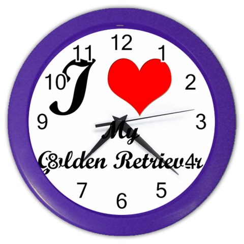 I Love Golden Retriever Color Wall Clock from ArtsNow.com Front