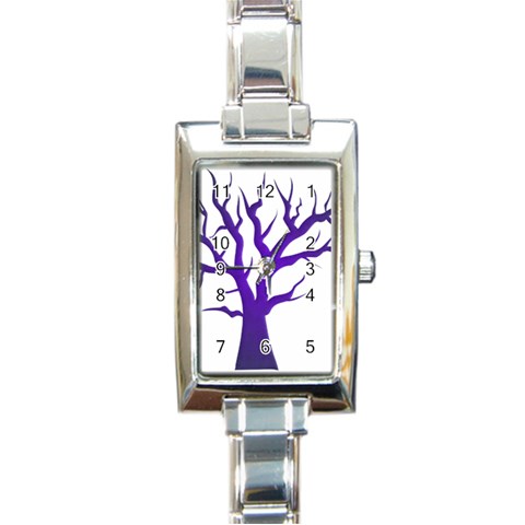 Dark Blue Night Tree Rectangular Italian Charm Watch from ArtsNow.com Front