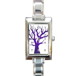 Dark Blue Night Tree Rectangular Italian Charm Watch