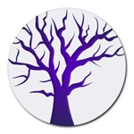 Dark Blue Night Tree Round Mousepad