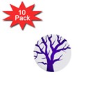 Dark Blue Night Tree 1  Mini Button (10 pack) 