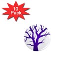 Dark Blue Night Tree 1  Mini Magnet (10 pack) 