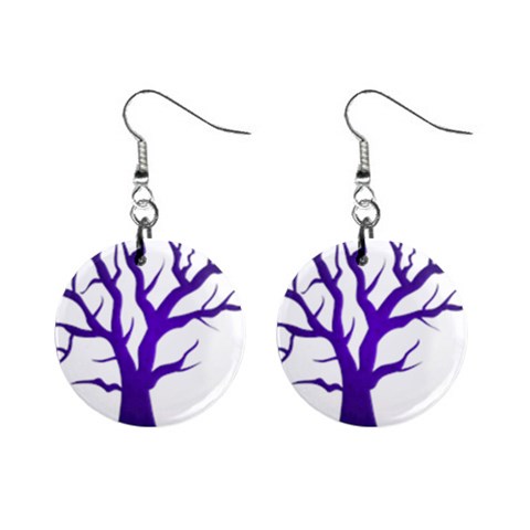 Dark Blue Night Tree 1  Button Earrings from ArtsNow.com Front