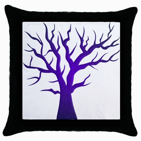 Dark Blue Night Tree Throw Pillow Case (Black) from ArtsNow.com Front