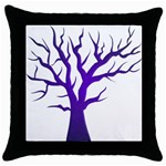 Dark Blue Night Tree Throw Pillow Case (Black)