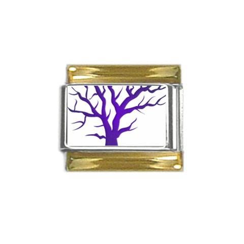 Dark Blue Night Tree Gold Trim Italian Charm (9mm) from ArtsNow.com Front