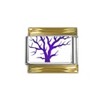 Dark Blue Night Tree Gold Trim Italian Charm (9mm)