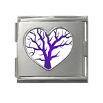 Dark Blue Night Tree Mega Link Heart Italian Charm (18mm)