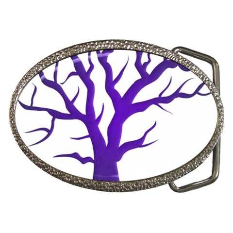 Dark Blue Night Tree Belt Buckle from ArtsNow.com Front