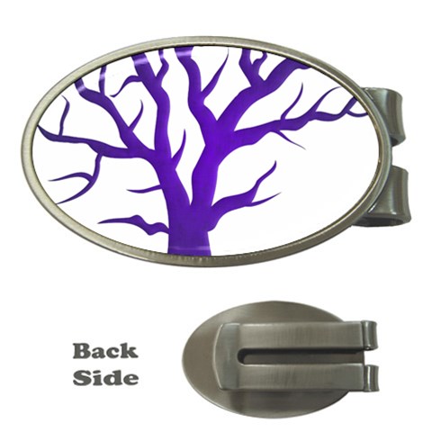 Dark Blue Night Tree Money Clip (Oval) from ArtsNow.com Front