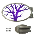 Dark Blue Night Tree Money Clip (Oval)