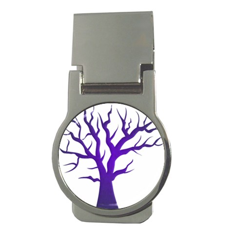 Dark Blue Night Tree Money Clip (Round) from ArtsNow.com Front