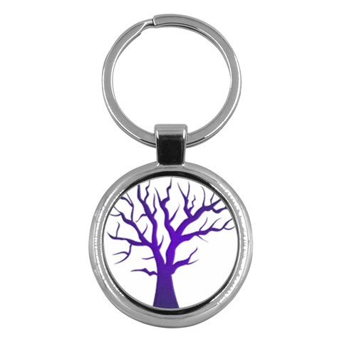 Dark Blue Night Tree Key Chain (Round) from ArtsNow.com Front