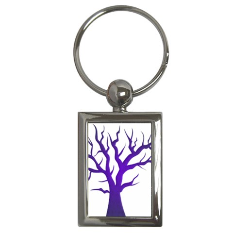 Dark Blue Night Tree Key Chain (Rectangle) from ArtsNow.com Front