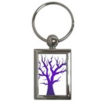 Dark Blue Night Tree Key Chain (Rectangle)