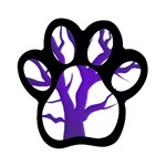 Dark Blue Night Tree Magnet (Paw Print)