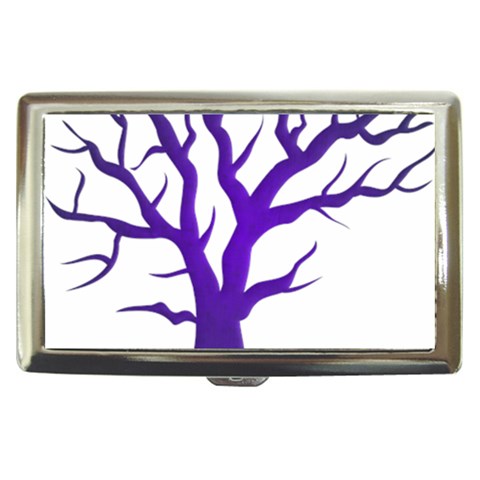 Dark Blue Night Tree Cigarette Money Case from ArtsNow.com Front