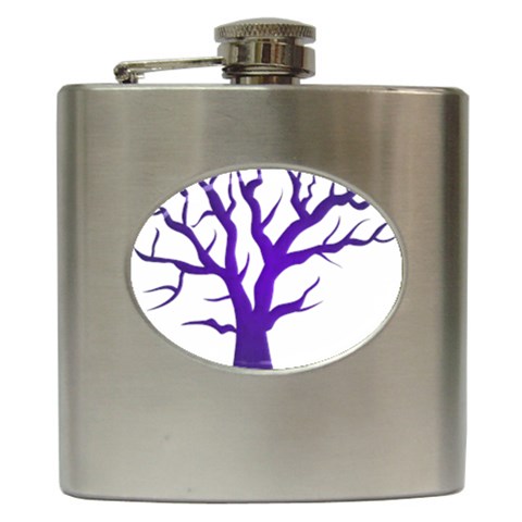 Dark Blue Night Tree Hip Flask (6 oz) from ArtsNow.com Front